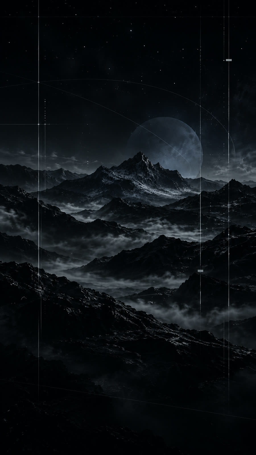 A vertical moon over the range